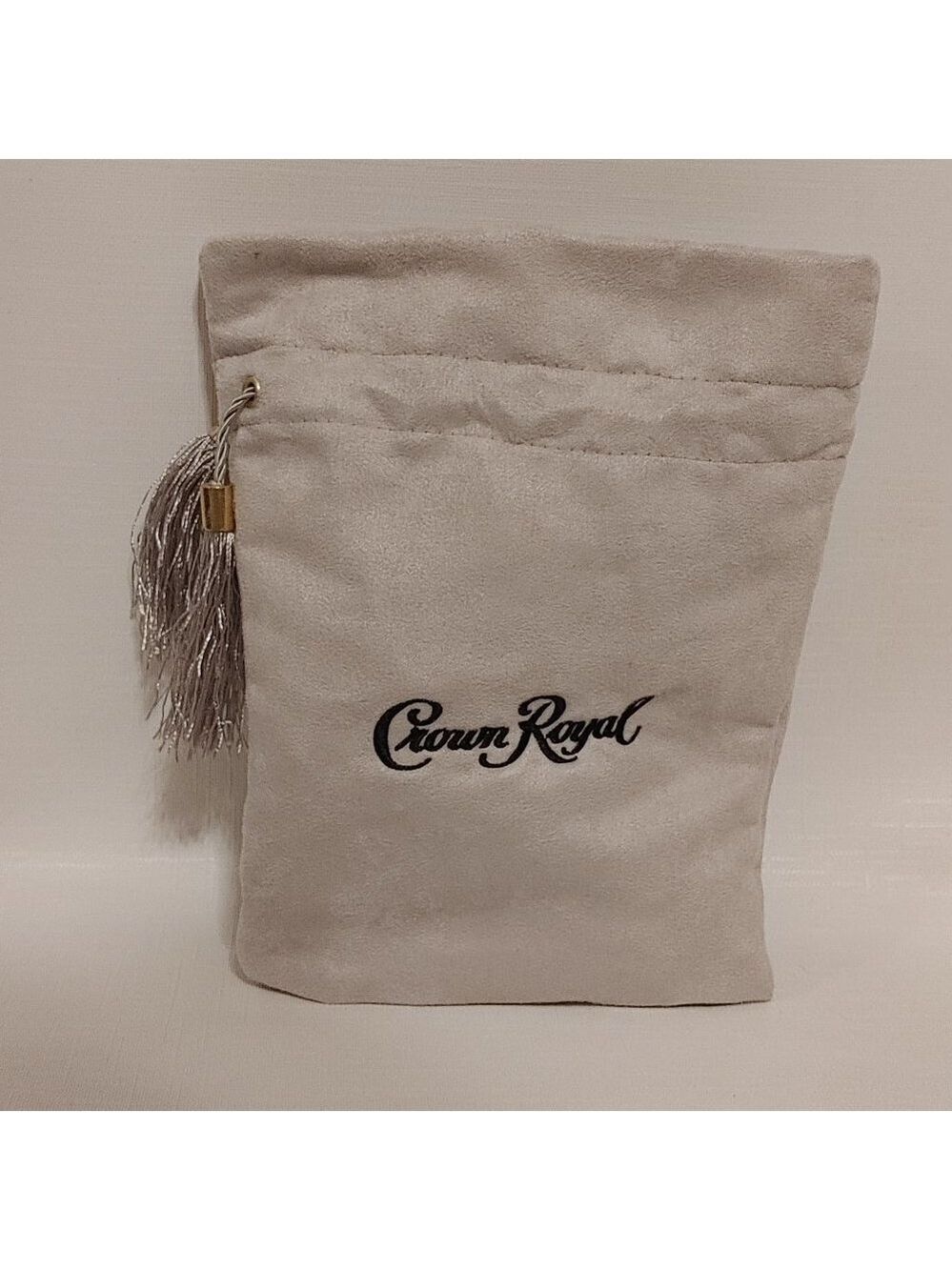 Crown Royal Monarch 75th Anniversary Gray/Silver Faux Suede Drawstring Bag